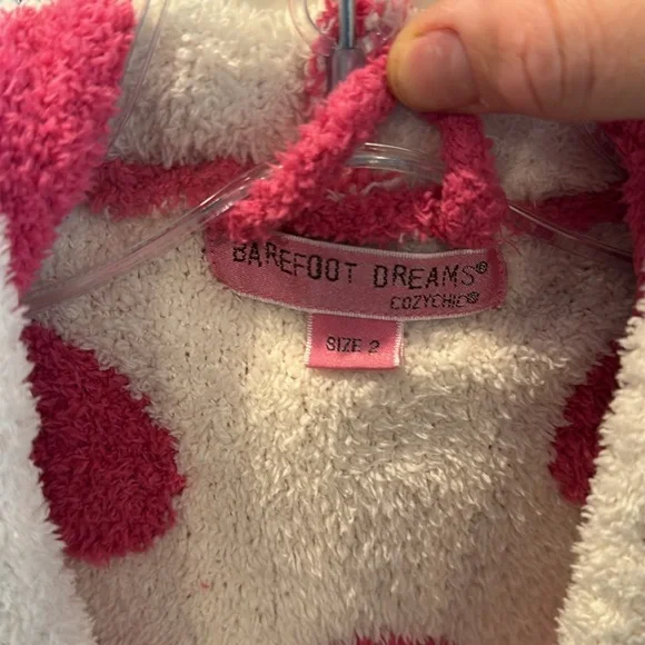 💕HP💕Barefoot Dreams polka dot short hooded pink robe - Picture 3 of 10